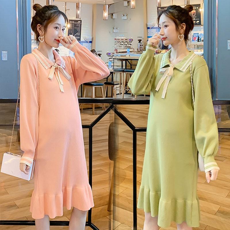 ワンピース 秋冬 マタニティ 産前産後 妊婦服 レディース ニットセーター 膝丈 ワンピース 大きいサイズ ゆったり 結婚式 フォーマル お宮参り 19新作 Supersport Tn