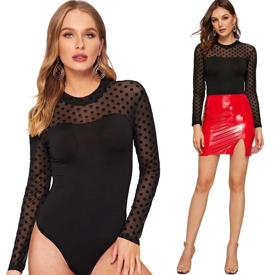メッシュトップス レディース ドット柄 透 ボディトップス オールインワン タイトトップス インナー 着痩せ 女性用 代30代40代 春秋新作 1790 7101 成宇合同会社 通販 Yahoo ショッピング