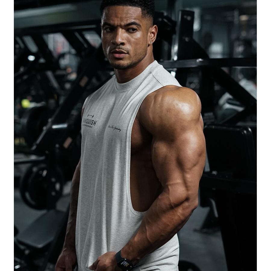 英字ロゴ タンクトップ メンズ ノースリーブ コットン ジム