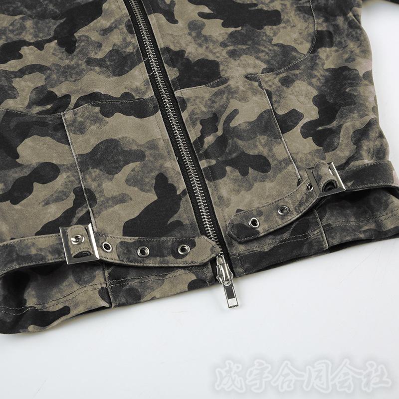 迷彩パーカー X-Small ショート SEN TOKYO パーカー 迷彩ジップアップフードパーカー レディース