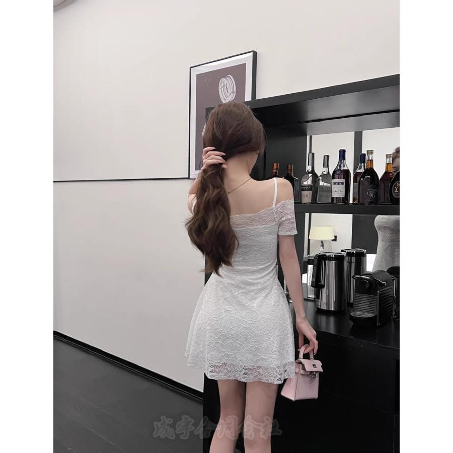 Aラインワンピース Vネック 胸元 キャミワンピース レディース ミニ