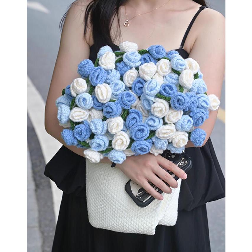 花束ブランケット バラ 水色系 約75cm 花束ブランケット 誕生日 母の日ギフト 贈り物 お礼 お返し 可愛い