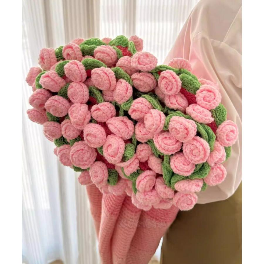 花束ブランケット 約120CM 160CM 贈り物 お礼 可愛い 手編み薔薇 バラ