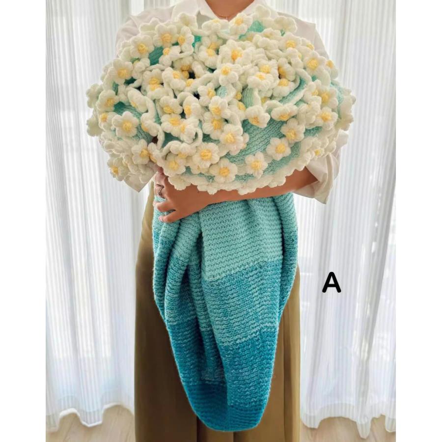 花束ブランケット 約120CM 160CM 贈り物 お礼 可愛い 手編み薔薇 バラ