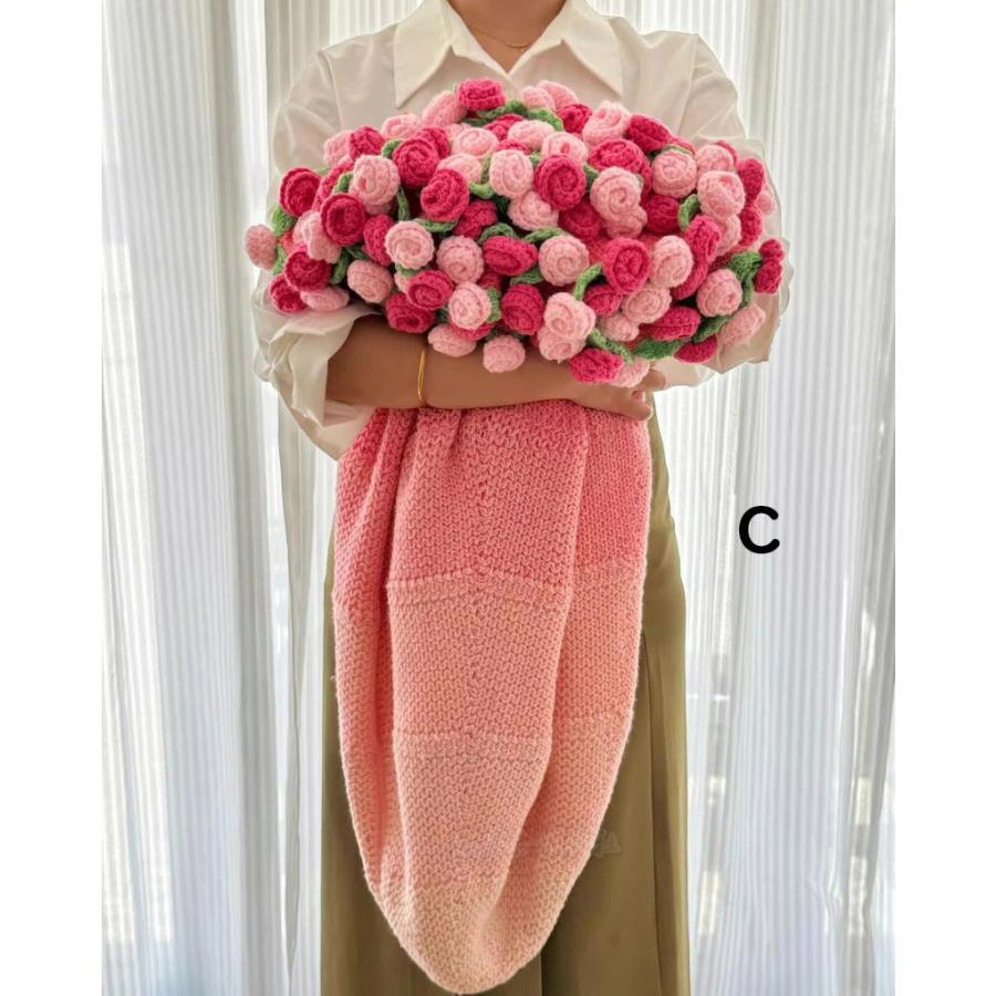 バラの花束ブランケット　直径120cm ピンクのバラ 花束ブランケット 約120CM 160CM 贈り物 お礼 可愛い 手編み薔薇 バラ