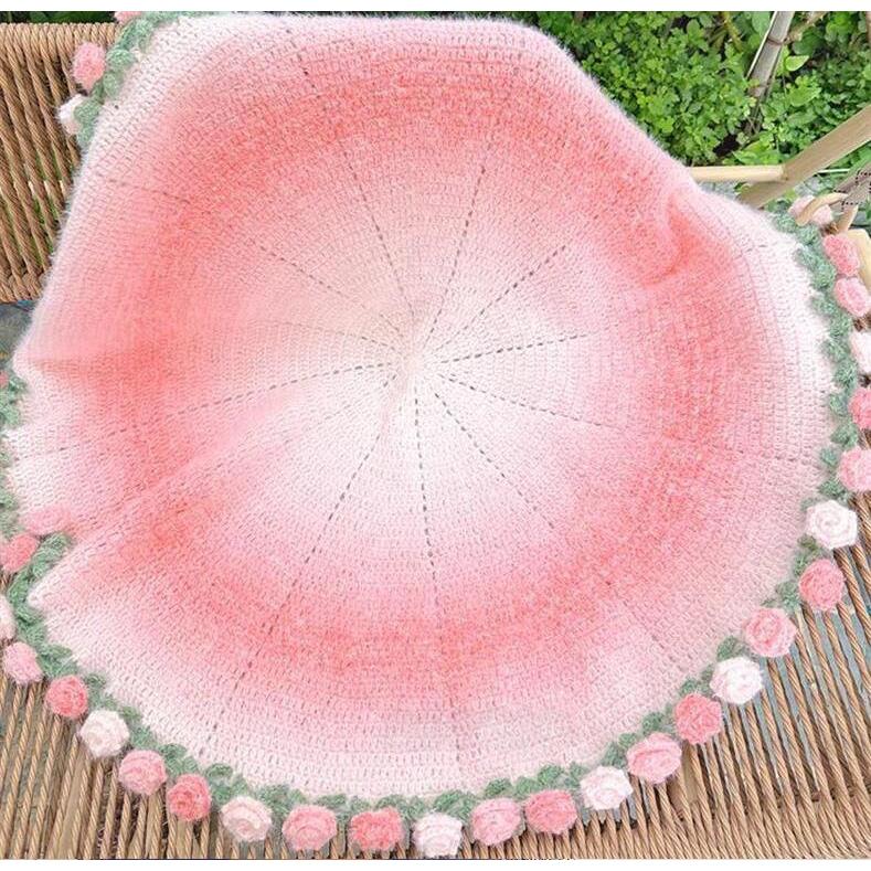 花束ブランケット グラデーション ふわふわ 暖かい 可愛い 手編み薔薇