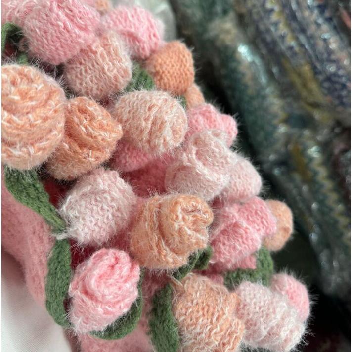 花束ブランケット グラデーション ふわふわ 暖かい 可愛い 手編み薔薇