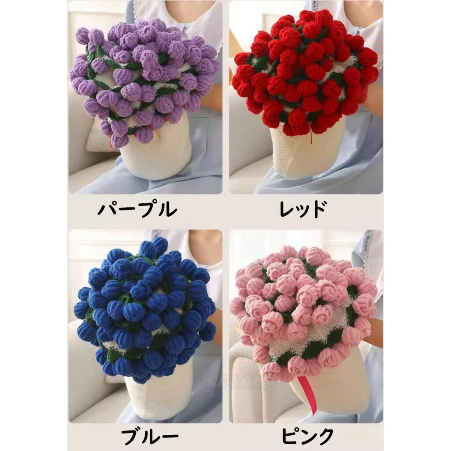 ブーケブランケット薔薇 花束 バラ 花束ブランケット 誕生日 母の日ギフト 可愛い 手編み薔薇 レッド バラ