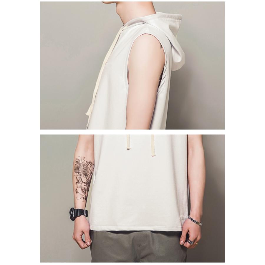 韓国ファッション メンズ ノースリーブパーカー タンクトップ フード付き トップス Tシャツ カットソー スポーツ トレーニング 運動 カジュアル ゆったり 夏 Ab 4656 成宇合同会社 通販 Yahoo ショッピング