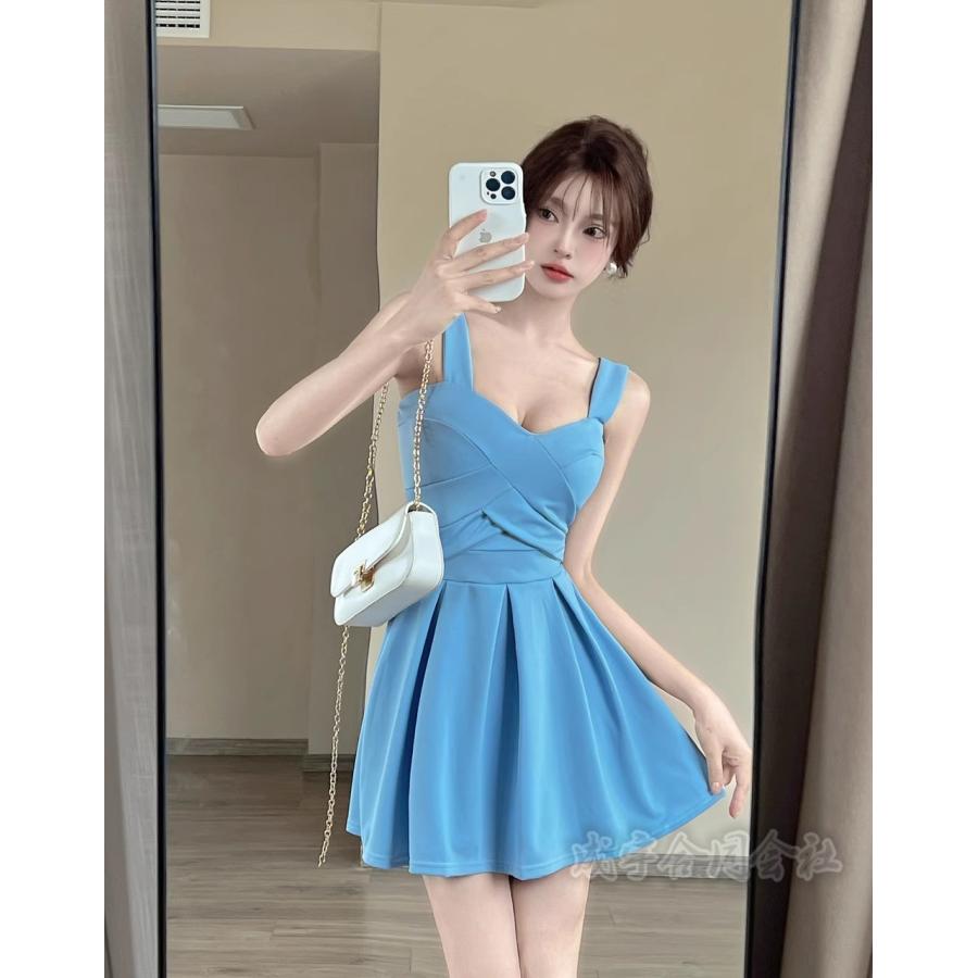 ミニワンピース ノースリーブ 胸元 ドレス キャバ嬢 ボディコン タイト