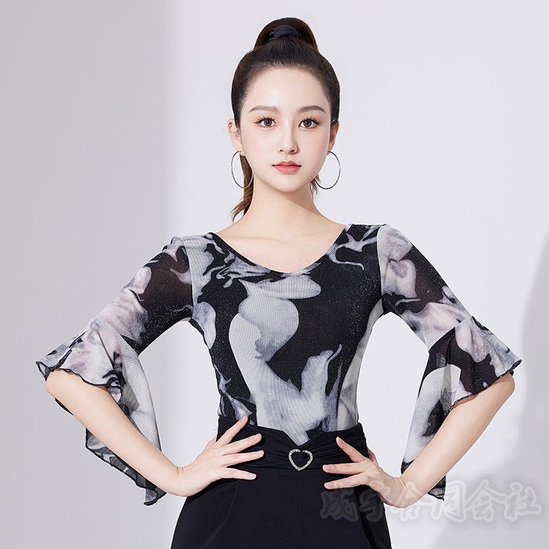 社交ダンス トップス ダンスウェア レオタード 五分袖 ダンストップス