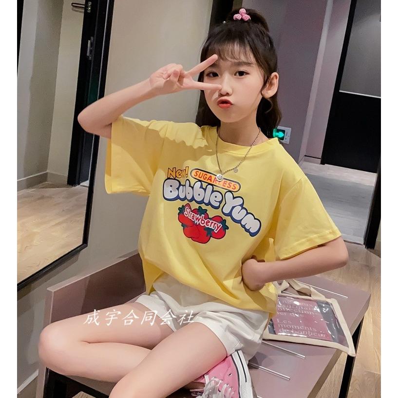 Tシャツ 女の子 夏服 韓国子供服 キッズトップス クルーネック ティーシャツ カットソー ゆったり 上着 カジュアル ガールズ 可愛い 通園 通学 夏新作 Ls 1900 成宇合同会社 通販 Yahoo ショッピング