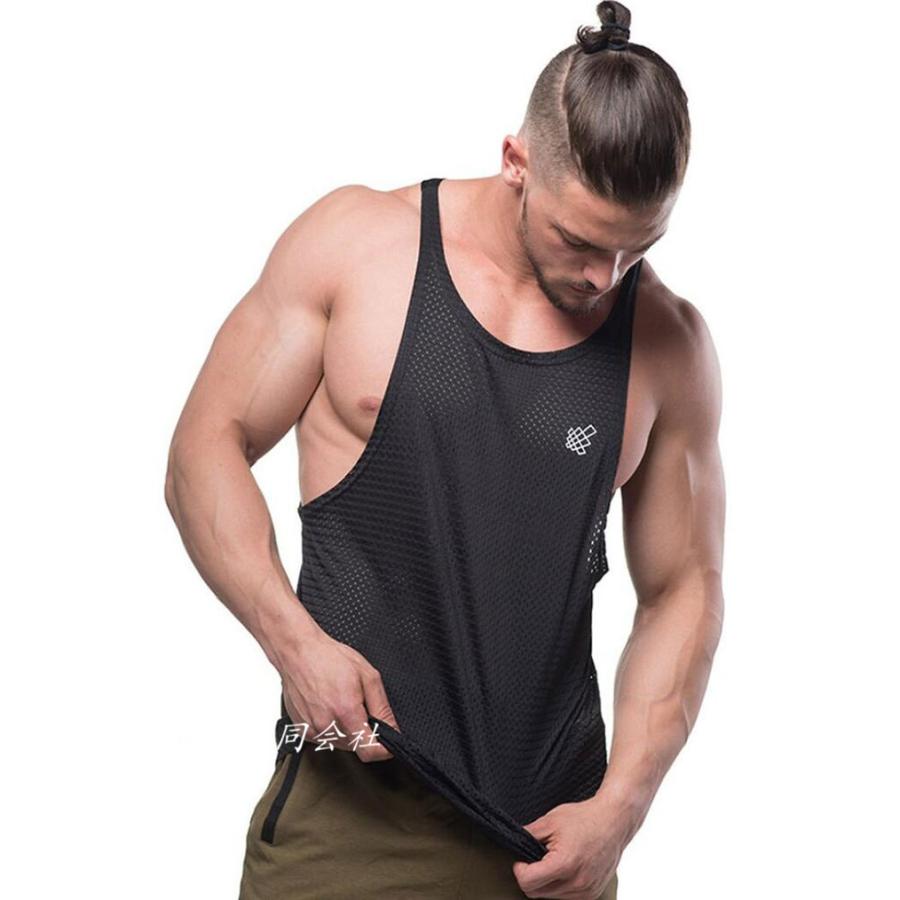 メッシュ 通気性 メンズ ノースリーブ Tシャツ タンクトップ