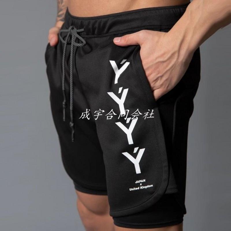 フェイクレイヤード 吸汗速乾 五分丈パンツ ショートパンツ スポーツ
