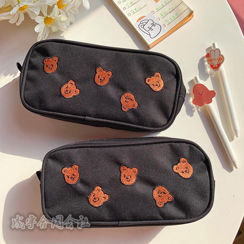 くま クマ ペンケース 大容量 キャンバス 筆箱 小物入れ 男子 女子 高校生 中学生 小学校 かわいい 人気 シンプル 大きめ ダブルファスナー おしゃれ Ls 8768 成宇合同会社 通販 Yahoo ショッピング