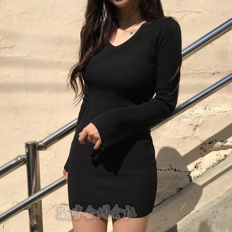 ワンピース レディース Vネック 長袖 ニット セクシー タイト ボディコン ミニワンピース ストレッチ ピンタック スリム 着痩せ 代30代40代 女性 ドレス Ls 9292 成宇合同会社 通販 Yahoo ショッピング