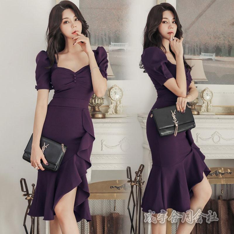 ワンピース レディース 30代40代 半袖 マーメイドワンピース タイト 膝丈ワンピース 無地 スリム 着痩せ セクシー お呼ばれ パーティードレス 二次会 結婚式 Ls 9554 成宇合同会社 通販 Yahoo ショッピング