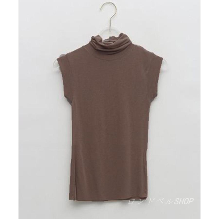 ノースリーブ コットンTシャツ レディース ハイネック タイトトップス