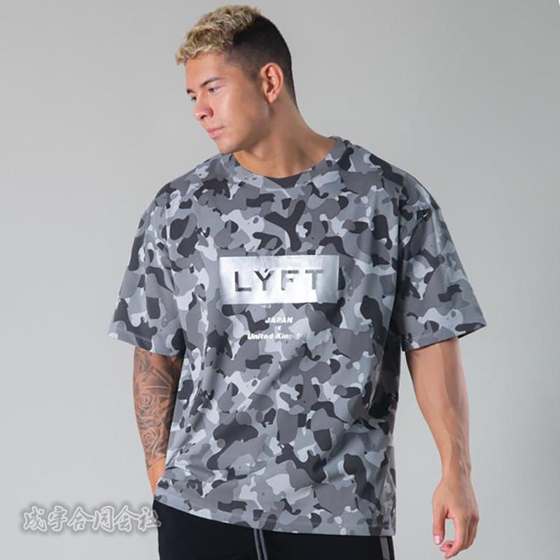 迷彩 メンズ Tシャツ プリント スポーツウエア ジムウェア
