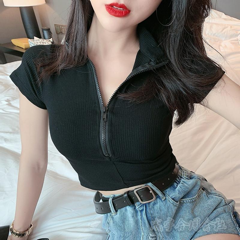 ハイウエスト ショート丈 へそ出し トップス レディース 半袖 カットソー Tシャツ シンプル 無地 タイトフィット スリム 着痩せ カジュアル ファッション 2色 Lsn 4743 成宇合同会社 通販 Yahoo ショッピング