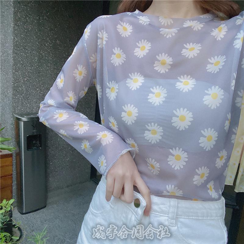 花柄 メッシュ シースルー インナー トップス レディース 長袖 ファッション 大人 学生 セクシー Tシャツ 透け感 コーデ 春服 Uvカット 紫外線対策 冷房対策 Lsn 5178 成宇合同会社 通販 Yahoo ショッピング