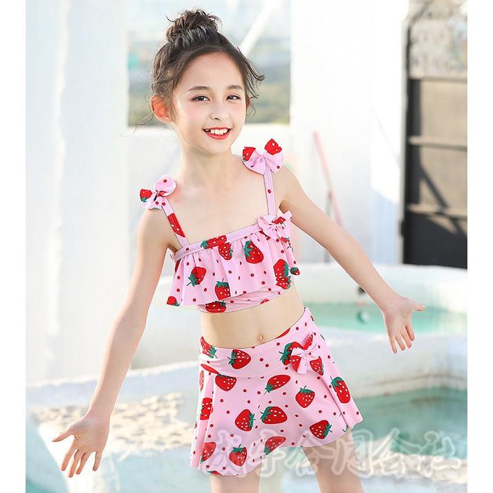 水着 セットアップ イチゴ柄 キッズ こども水着 子供 セパレート 2点セット ガールズ ビキニセット みずぎ 女児用 温泉 スクール プール ビーチ 海水浴 可愛い Lsn 5560 成宇合同会社 通販 Yahoo ショッピング