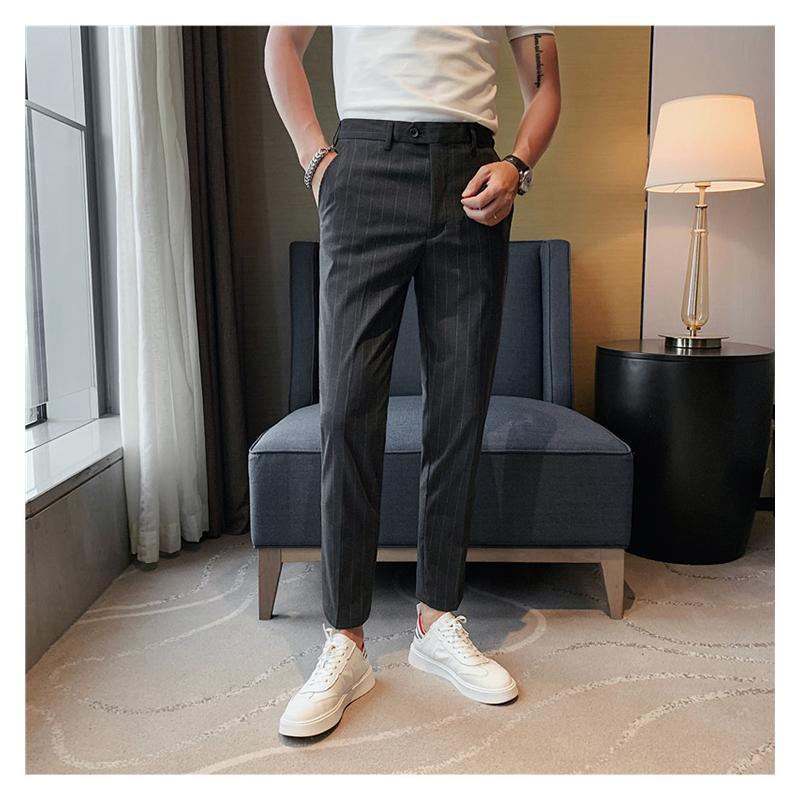 九分丈 ストライプパンツ メンズ スラックス ビジネスパンツ ロングパンツ チノパン イージーパンツ ウォッシャブル スーツパンツ スリム ボトムス 紳士通勤 新しい