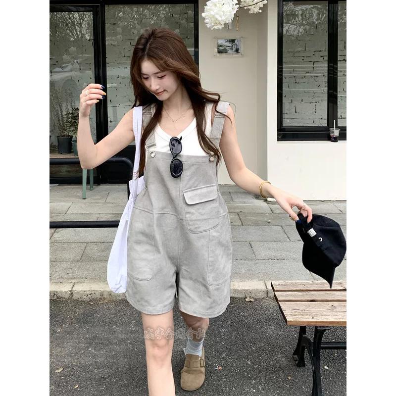 デニムサロペット レディース カーゴパンツ オーバーオール ショート