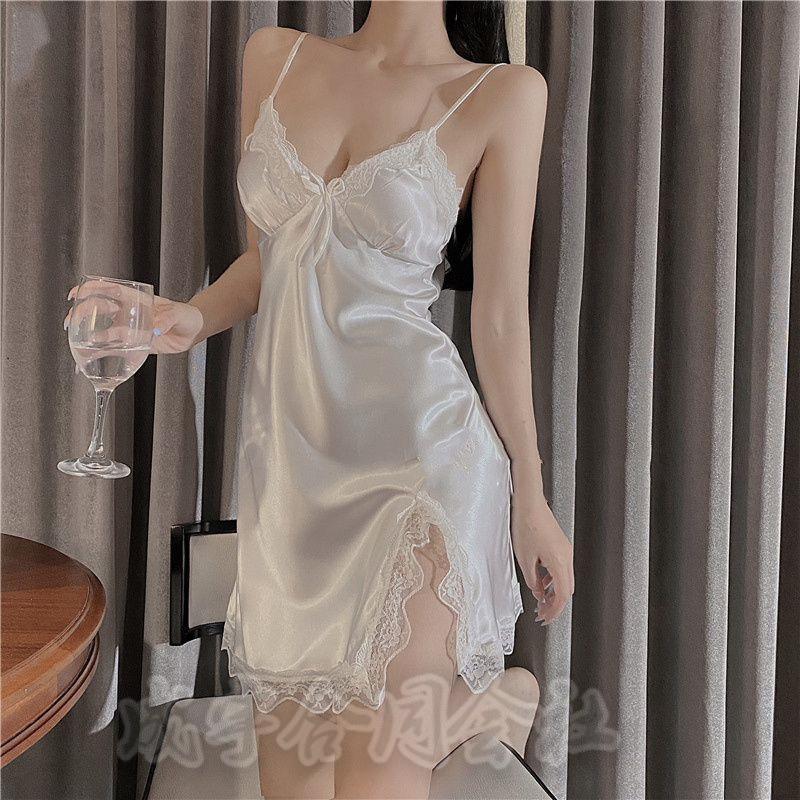 2色 パジャマ レディース レース キャミワンピース vネック ネグリジェ