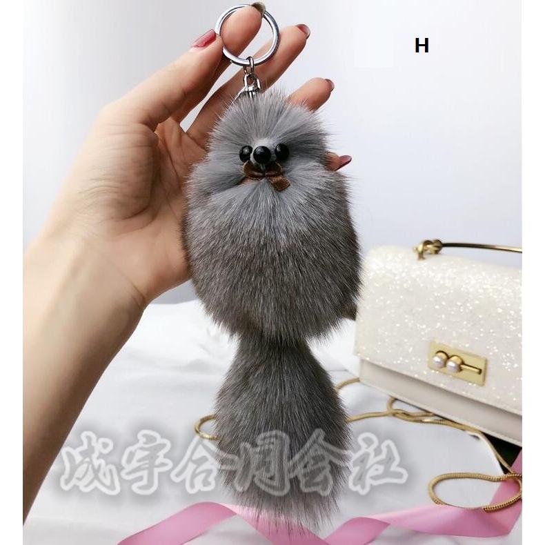 フォックス 狐 フェイクファー キャット キーリング キーホルダー