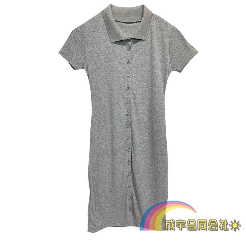 ボタン付き 前開き タイトワンピース Vネック ミニ丈 ストレッチ