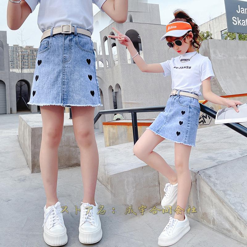 デニムスカート キッズ 子供服 女の子 ミニ丈スカート ジーンズ 心柄 ボトムス ガールズ 女児 ジュニア お出かけ 通学着 入学式 卒園式 可愛い おしゃれ Niu 80 成宇合同会社 通販 Yahoo ショッピング