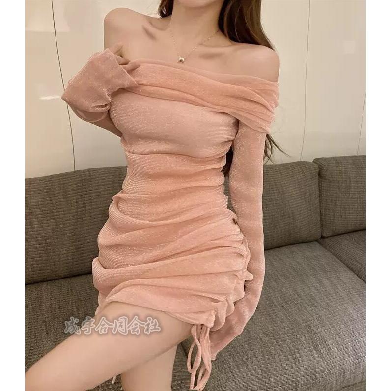 レディース ボディコンワンピース セクシーオフショルダータイト