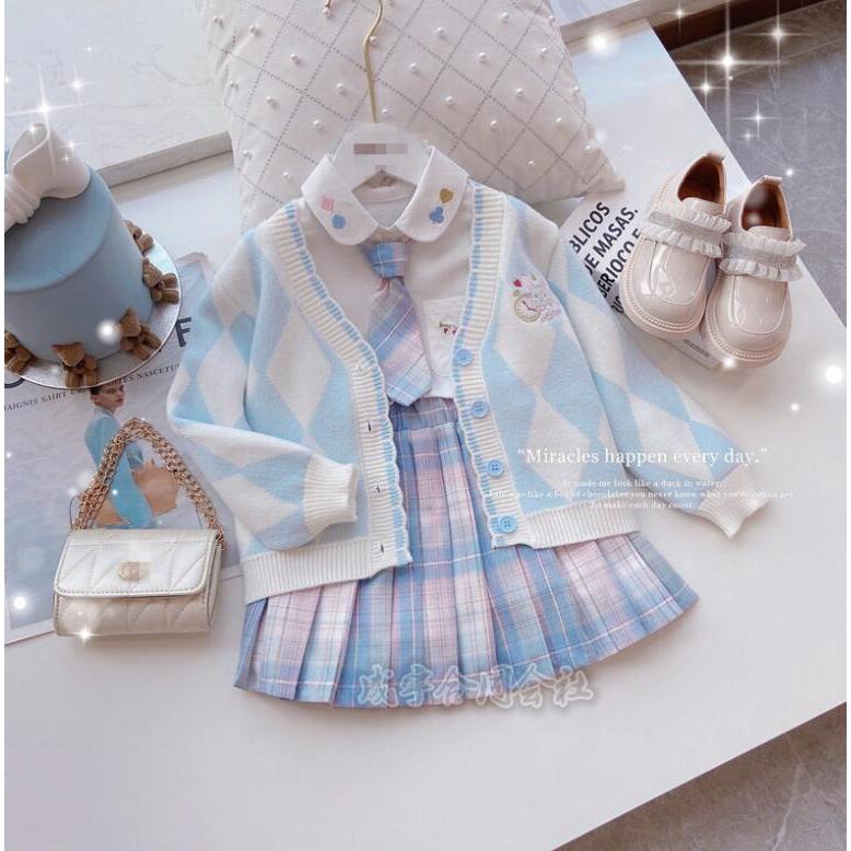 入学式 卒業式 女の子 フォーマルスーツ シャツ スカート ジャケット 3点セット 子供服 カーディガン 刺繍 セットアップ キッズ 発表会 JK制服 可愛い学院風 |  | 03
