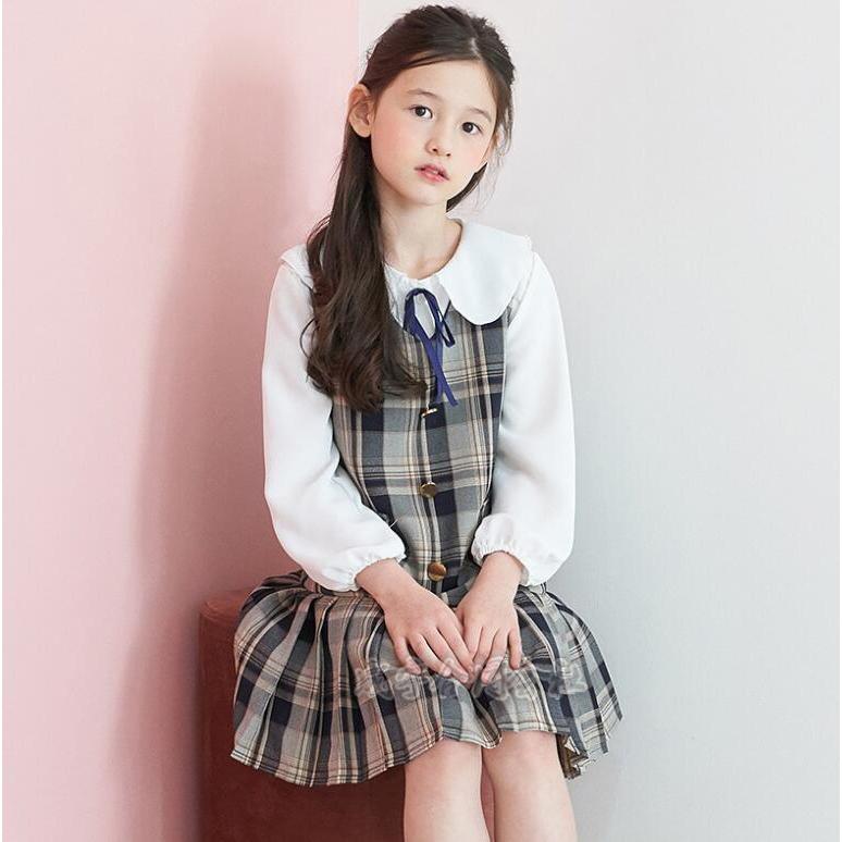 セットアップ シャツ ワンピース 女の子 2点セット トップス ジャンパースカート 子供服 ワンピーススーツ チェック柄 フォーマル 入学式 入園式 卒園式 結婚式 |  | 02