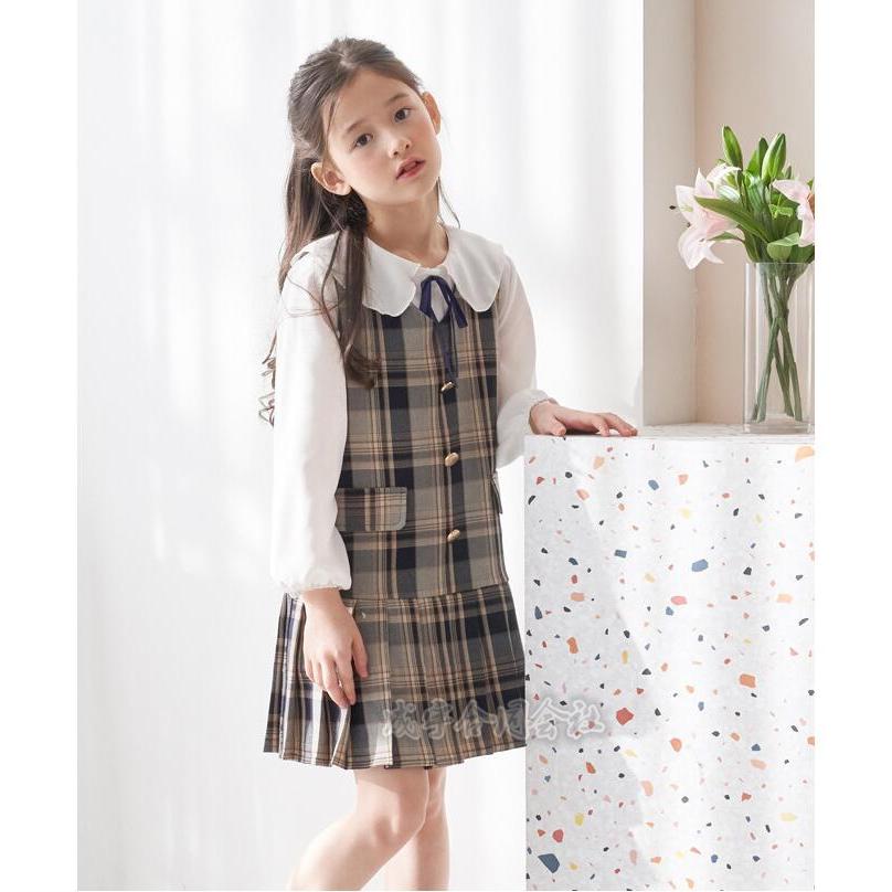 セットアップ シャツ ワンピース 女の子 2点セット トップス ジャンパースカート 子供服 ワンピーススーツ チェック柄 フォーマル 入学式 入園式 卒園式 結婚式 |  | 04