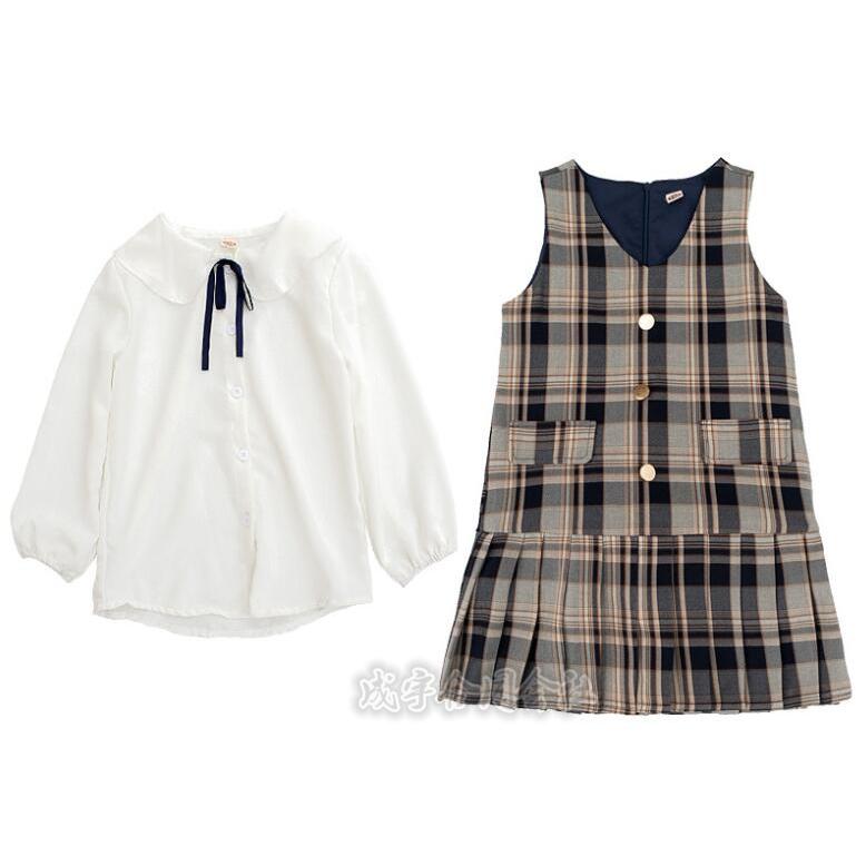 セットアップ シャツ ワンピース 女の子 2点セット トップス ジャンパースカート 子供服 ワンピーススーツ チェック柄 フォーマル 入学式 入園式 卒園式 結婚式 |  | 06