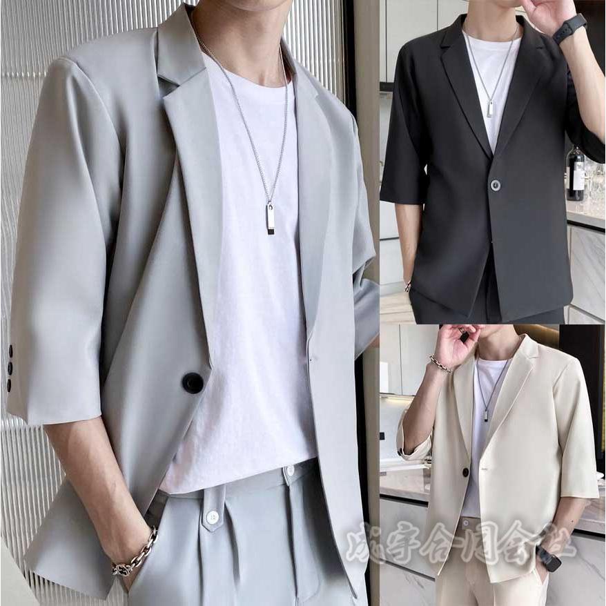 スーツジャケット メンズ ブレザー 7分袖ジャケット 夏 通気 薄手