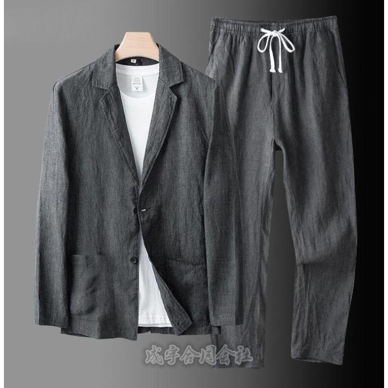 サマースーツ 2ピース スーツセットアップ メンズ リネンジャケット