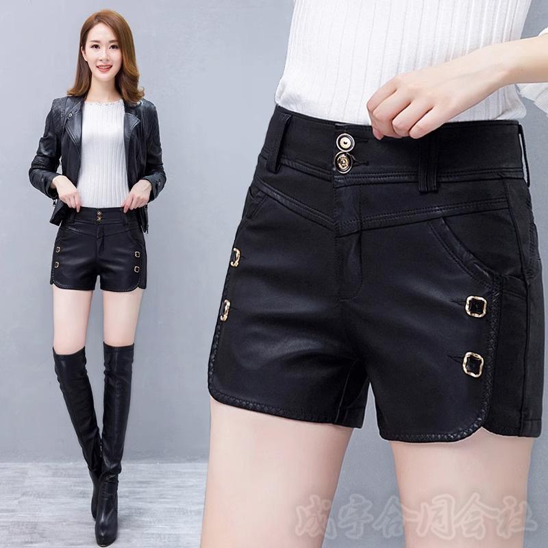 ハイウエスト レザーパンツ ホットパンツ レディース ショートパンツ