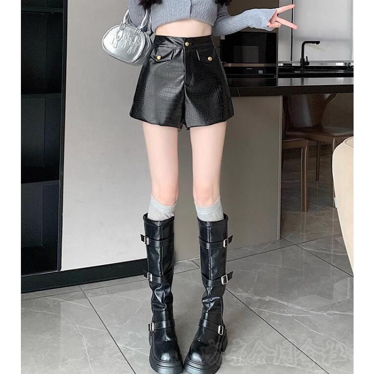 PUレザー ショートパンツ ホットパンツ レディース ハイウエスト PUレザー ショートパンツ ホットパンツ レディース ハイウエスト