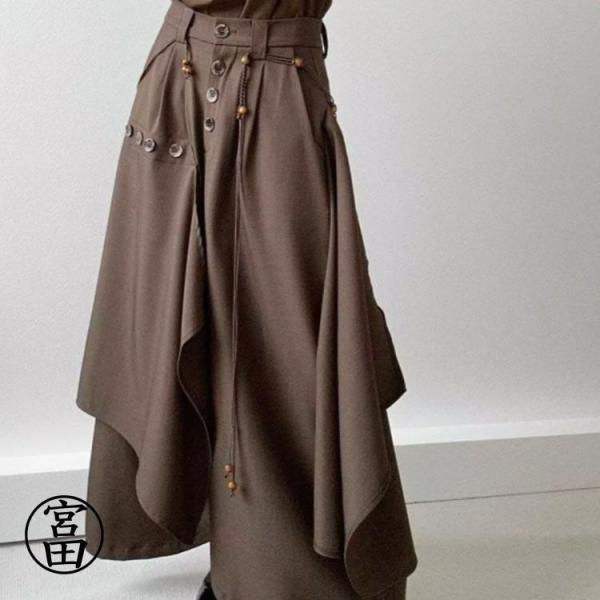 スカートパンツ メンズ アシンメトリー 袴パンツ ゆったり ワイド