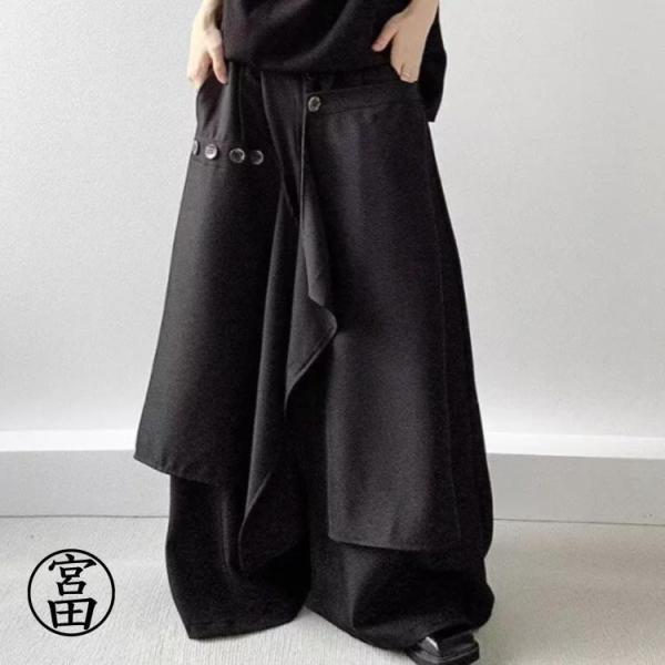 スカートパンツ メンズ アシンメトリー 袴パンツ ゆったり ワイド