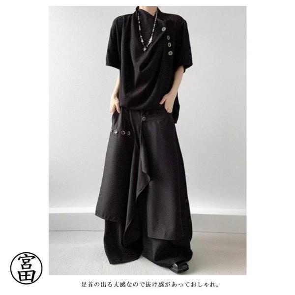 スカートパンツ メンズ アシンメトリー 袴パンツ ゆったり ワイド