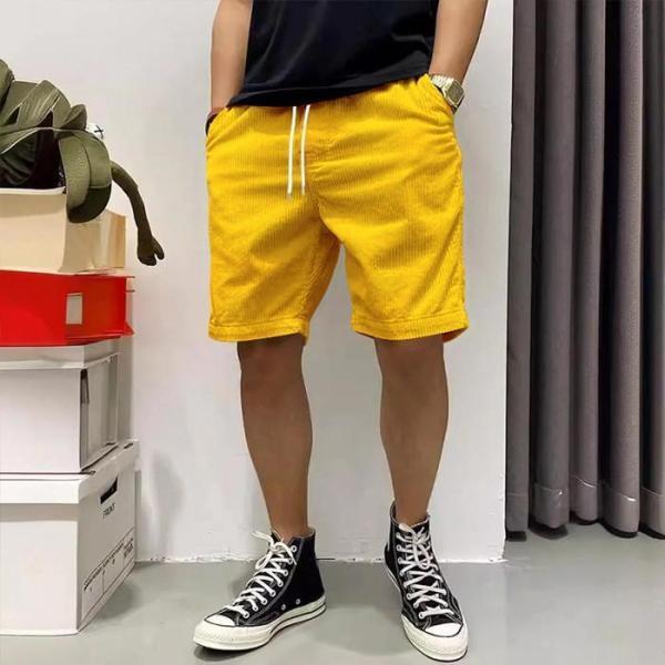 ショートパンツ メンズ コーデュロイ イエロージーパンツ 膝上 夏