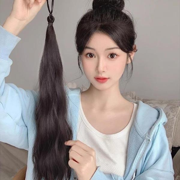 ポニーテール カール エクステ 2本セット 全14色 ゴム ヘアー 