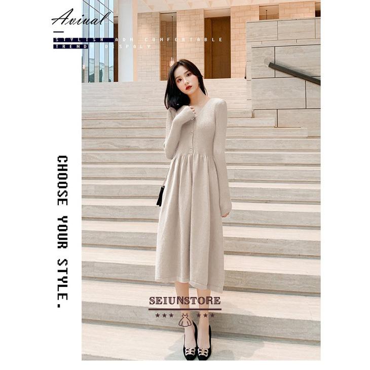 22新発 レディース ニットワンピース シンプル 無地 長袖 ワンピース 秋 ワンピ 韓国風 リブニット 50代 40代 Vネックワンピース 冬 ワンピース カラー ベージュ Www We Job Com