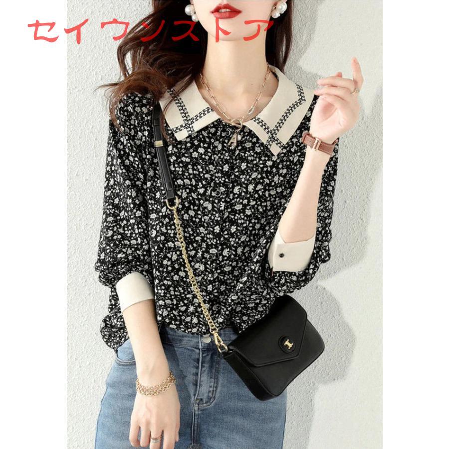 シャツブラウス 花柄ブラウス シフォンブラウス 花柄 シャツ