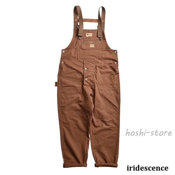 オーバーオール メンズ サロペット ゆとり 無地 ワークパンツ オールインワン サロペット ボトムス 作業服 春夏秋 お洒落 男性 カジュアル おしゃれミリタリーパ_2