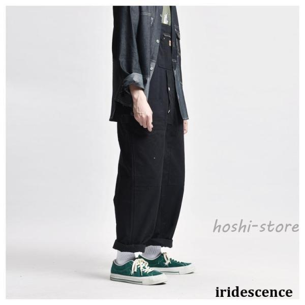 オーバーオール メンズ サロペット ゆとり 無地 ワークパンツ オールインワン サロペット ボトムス 作業服 春夏秋 お洒落 男性 カジュアル おしゃれミリタリーパ_4
